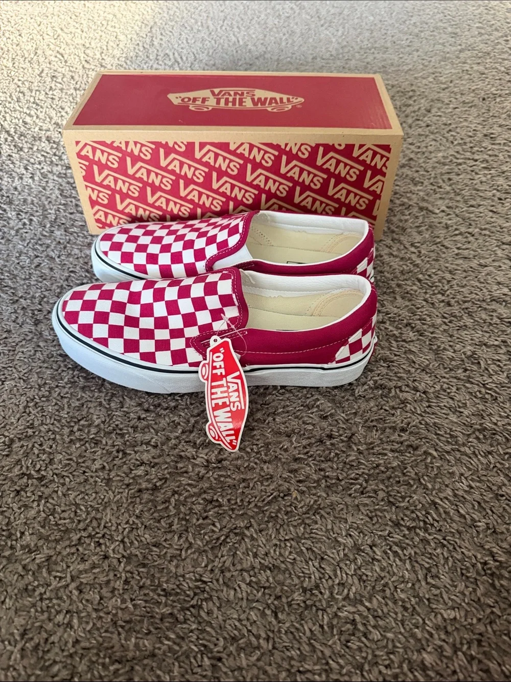 Vans Checkerboard Slip-On Sneakers - Red/White